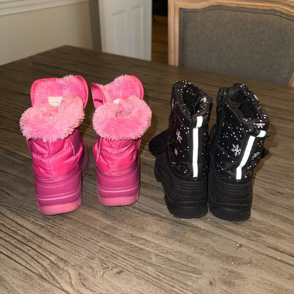 Bundle Pink and Black Snow Boots Toddler Size 6 & 7